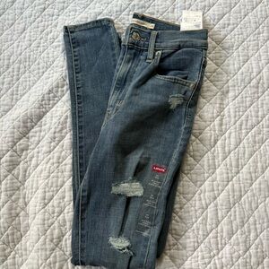 Levi's Blue Skinny Jeans with Distressed Details